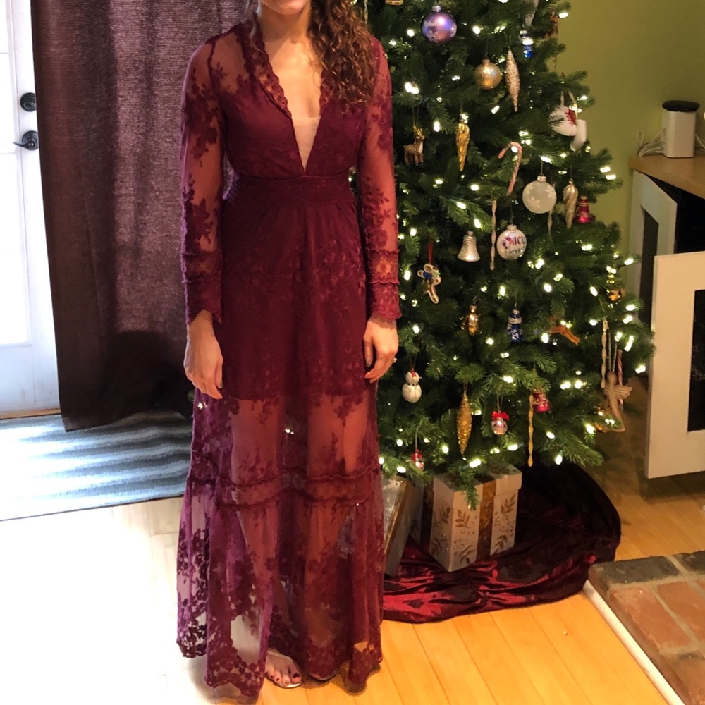 Maroon Lace Dress - Picture 8 of 8